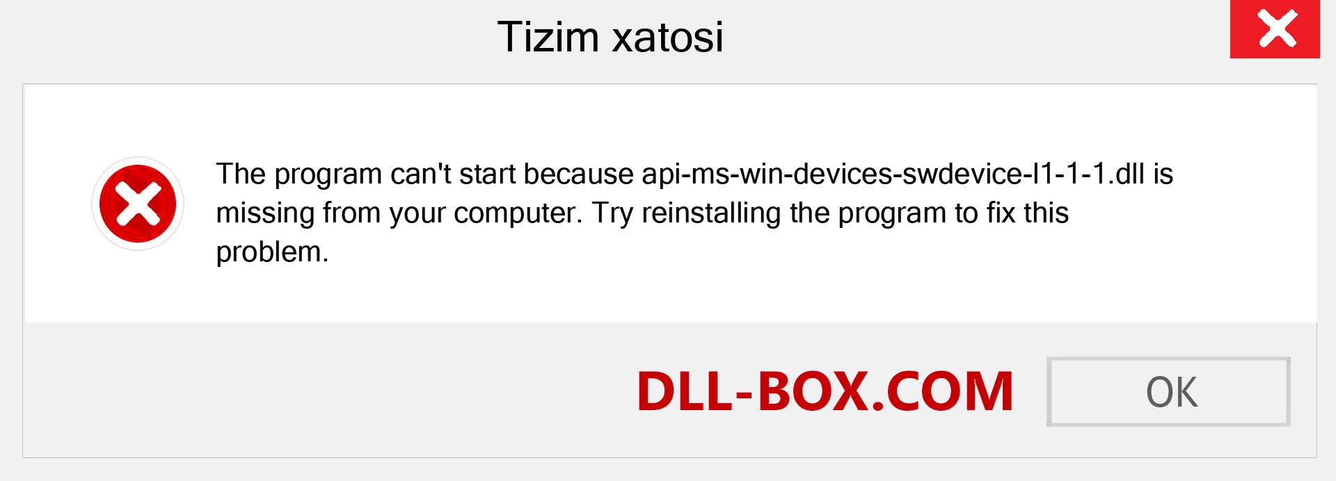 api-ms-win-devices-swdevice-l1-1-1.dll fayli yo'qolganmi?. Windows 7, 8, 10 uchun yuklab olish - Windowsda api-ms-win-devices-swdevice-l1-1-1 dll etishmayotgan xatoni tuzating, rasmlar, rasmlar